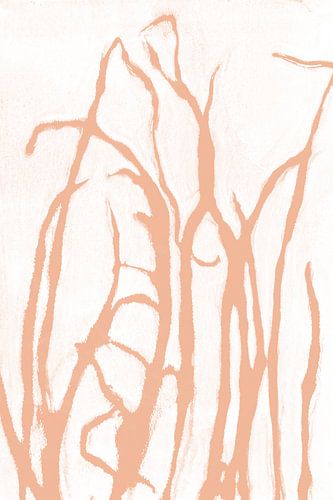 Herbe dans un style rétro. Art botanique moderne en terracotta clair ou rose saumoné
