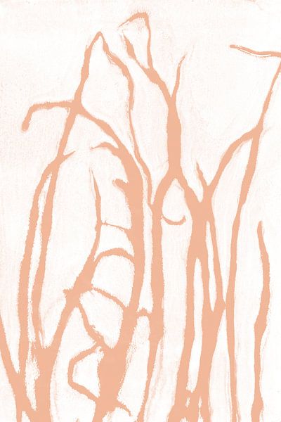 Grass  in retro style. Modern botanical art in light terracotta or pink salmon color by Dina Dankers