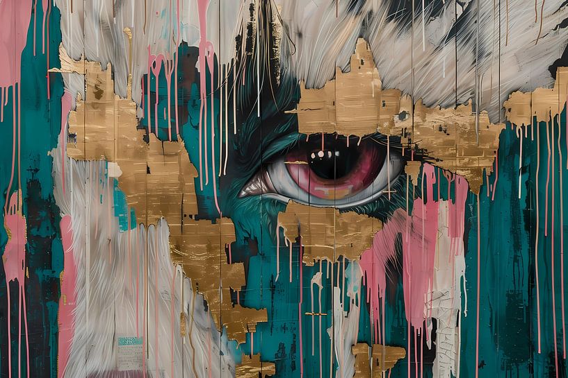 Abstrakte Kunst eines Auges mit Gold von Art & Soul Creations