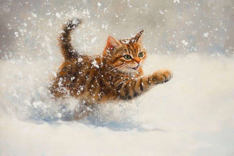 Kätzchen im Schnee von Poster Art Shop