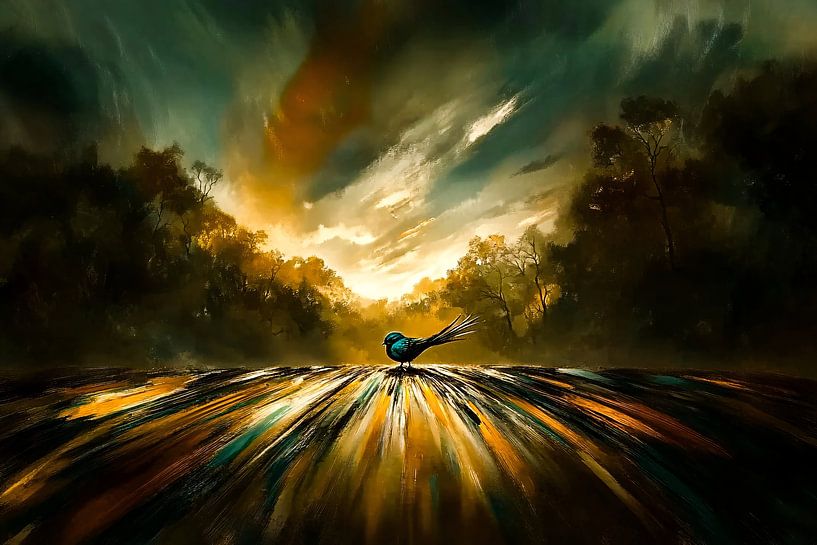 Kleurrijke vogel in surrealistisch landschap van Imperial Art House