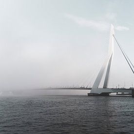 Erasmusbrug verdwijnt in de mist. van Teun de Leede