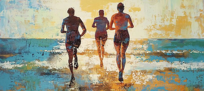 Sportsmen Rinnen | Silhouettes Of Runners At Sunset by OMG Art