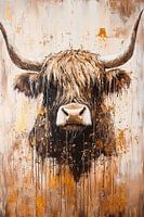Scottish highlander on canvas