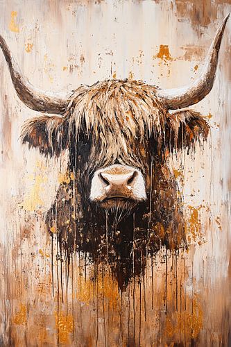 Schotse hooglander op canvas