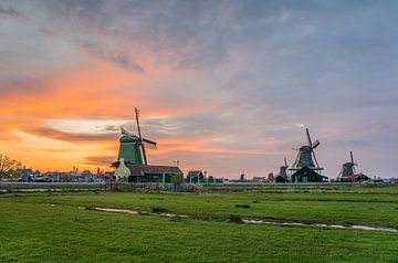 Sunset on the Zaanse Schans by Jeroen de Jongh