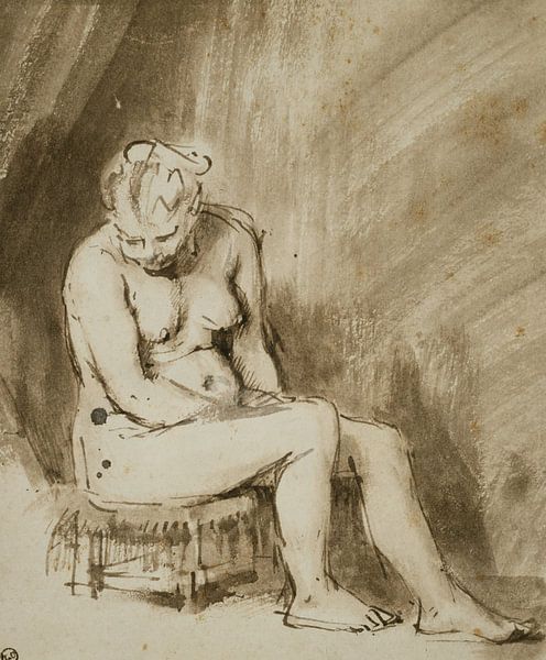 Rembrandt van Rijn, Femme nue assise sur un tabouret, 1654-1656 par Atelier Liesjes