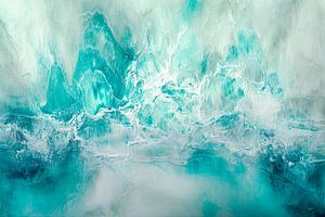 Abstract, turquoise, wit en blauw van Joriali Abstract
