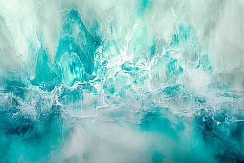 Turquoise Wave Movement - Abstract Painting Living Room