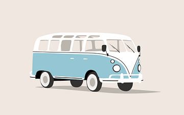 Licht blauw Volkswagen busje van Studio Miloa