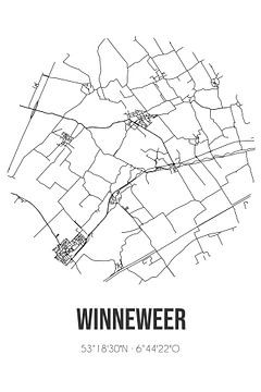 Winneweer (Groningen) | Landkaart | Zwart-wit van Rezona