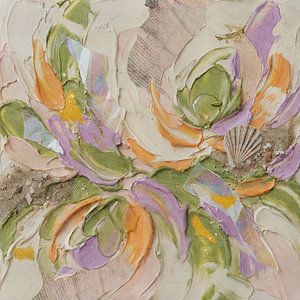Printemps - Peinture abstraite avec des fleurs et des coquillages