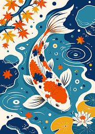 Koi-Fische im Herbstteich von Karomah Project