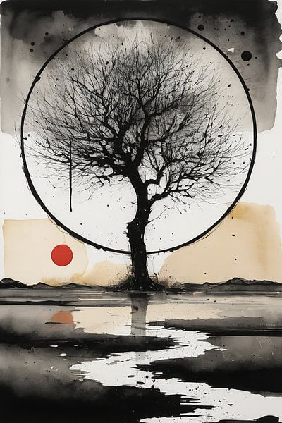 Baum mit rotem Punkt von Ans Bastiaanssen