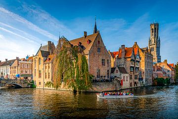 Panorama from Roozenhodkai with the Belfort in Bruges.