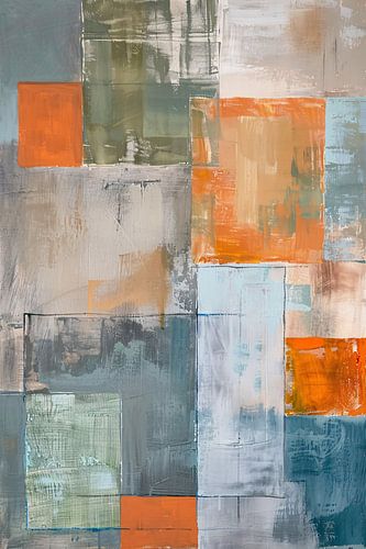 Abstract geometrisch schilderij met kleurblokken