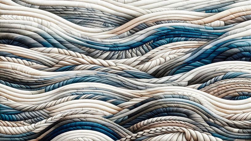 Nordic waves, modern Scandinavian textile art Abstraction by Mad Dog Art