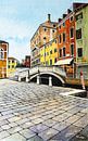 Campo dei Frari in Venedig | Aquarellmalerei von WatercolorWall Miniaturansicht