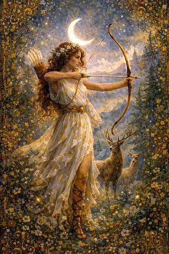 Griekse Godin Artemis schilderij.