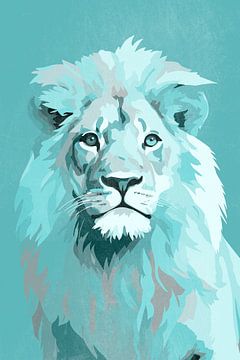 Lion in Blue Green by Whale & Sons