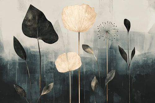 Botanisch abstract, wabi-sabi en Japandi stijl