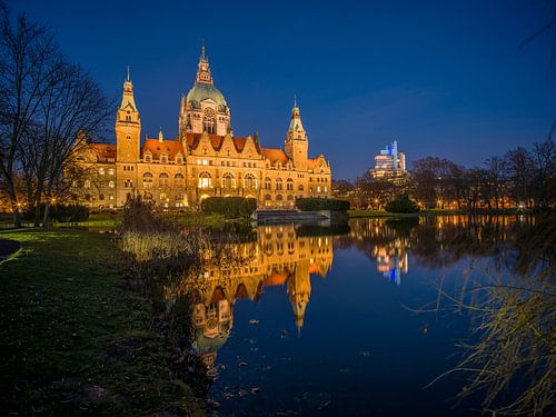 Hannover - Nieuw stadhuis bij nacht