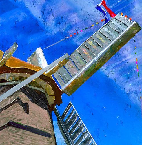 Ancien moulin de Groningue avec le drapeau néerlandais sur Patricia Hofmeester