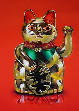 Maneki Neko (lucky cat) painting by Jos Hoppenbrouwers