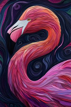 Magie van Vormen Flamingo in Diep Textuur van Eva Lee