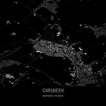 Zwart-witte landkaart van Oirsbeek, Limburg. van Rezona