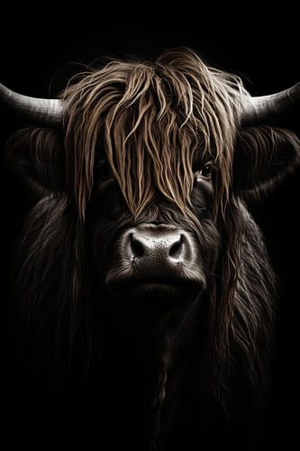 Portrait d'animal minimaliste en noir et blanc