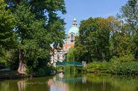 Nieuw stadhuis in Maschpark te Maschteich, Hannover, Nedersaksen, Duitsland, Europa