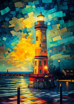 Leuchtturm Lindau: Digitale Impression des Sonnenaufgangs