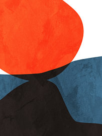 Hedendaagse minimalistische, geometrische, abstracte kunst, levendige tinten, kleurrijk van Online Arts