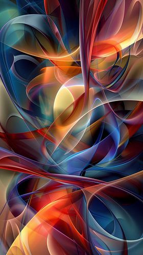 Explosief kleurrijk abstract kunstwerk van curves