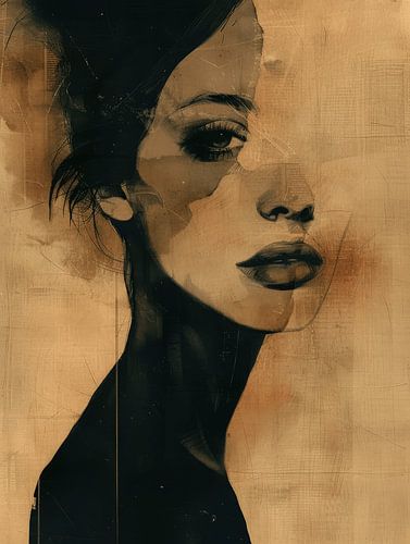 Abstract portret in aardetinten