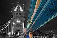Detail of Tower Bridge partly in black and white in London by Anton de Zeeuw thumbnail