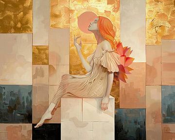 Vrouw Bloem | Ontspannen Vrouw in Abstracte Kunst van Kunst Kriebels