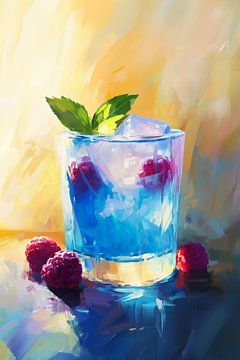 'Happy Hour' Cocktail in Blauw, Geel en Rood van Studio Ypie