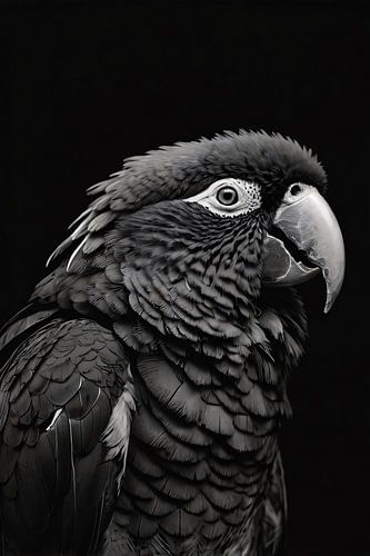 Monochroom portret van een papegaai