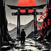Japanisches Torii-Tor mit roter Sonne von MIROKKU