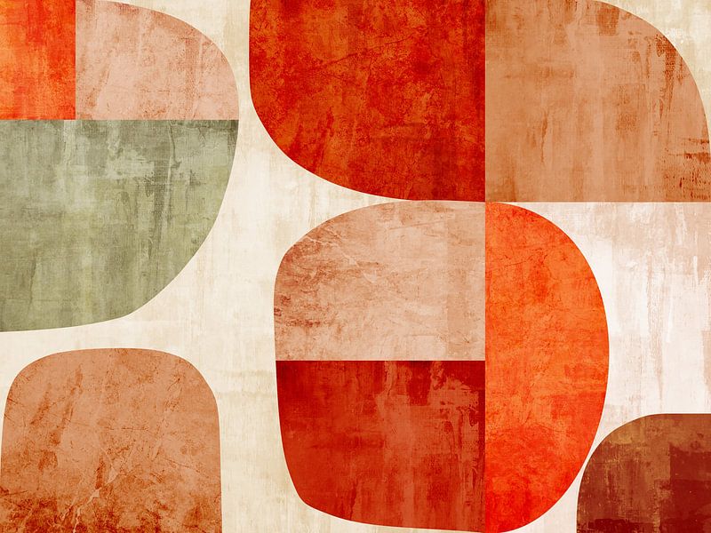 Rustiek Rood Abstract 1 van Georgia Chagas