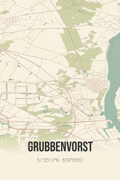 Alte Karte von Grubbenvorst (Limburg) von Ortsdrucke