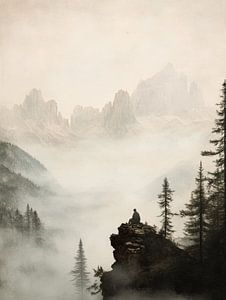 Schöne Berglandschaft mit einer Person darin