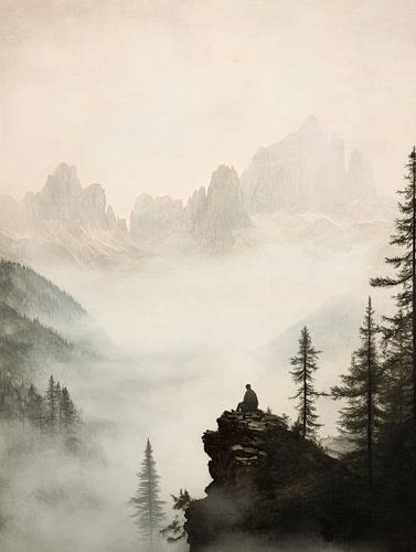 Beautiful mountain landscape with a person in it by Studio Allee