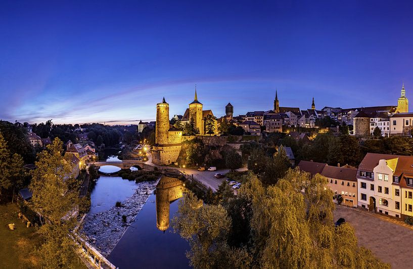 Bautzen old town skyline at blue hour by Frank Herrmann