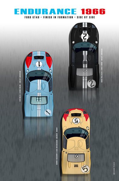 Ford GT40 Finish side by side 1966 von Theodor Decker