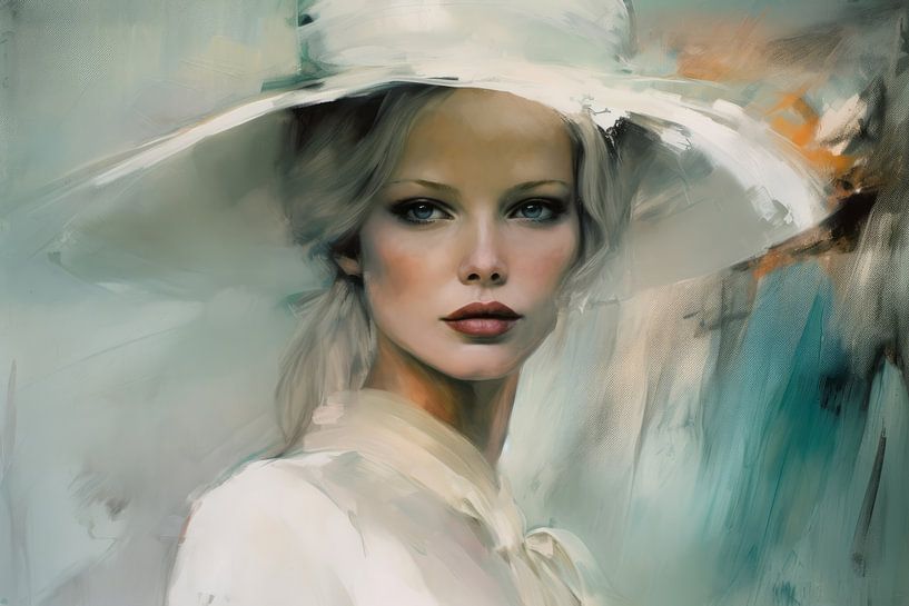 Portret &quot;Lady in white&quot; van Carla Van Iersel