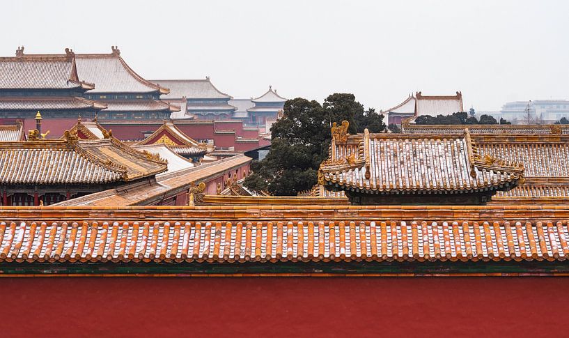 Besneeuwde daken van de Verboden Stad in Beijing van Chi
