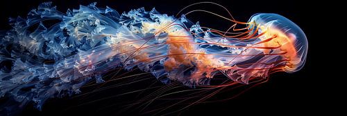 Elegant jellyfish in the deep sea